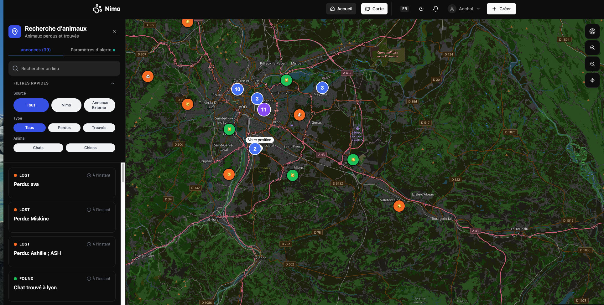 Lost Pet App — Retrouver les animaux perdus
